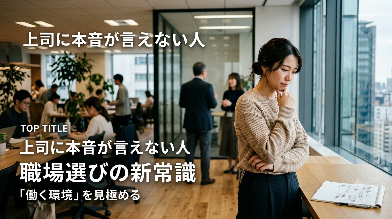上司に本音が言えない人が見落とす職場選びの新常識